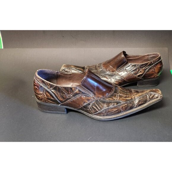 Giorgio Brutini Mens Size 13 M Brown  Leather Square Point Slip on Shoes 178882 - Picture 4 of 14